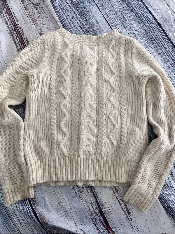 Vintage Y2K Aerie Cream Cable-Knit Button Wool Blend Cardigan Sweater - Image 4