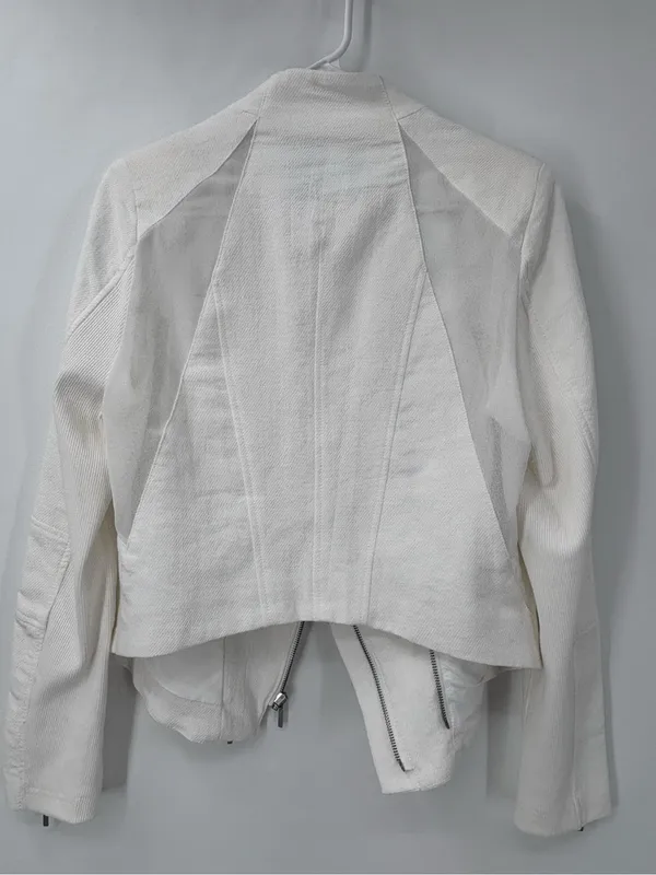 (E)   Blank NYC cream Asymmetrical Zip Moto Jacket - Image 5