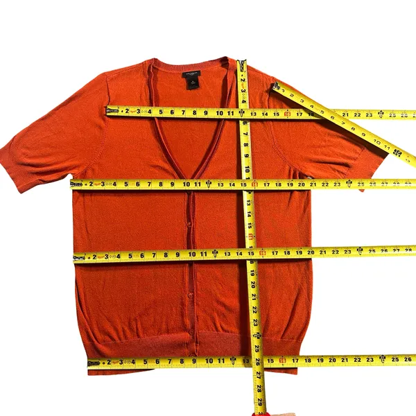 Ann Taylor XL Burnt Orange Short Sleeve Button Cardigan - Image 7