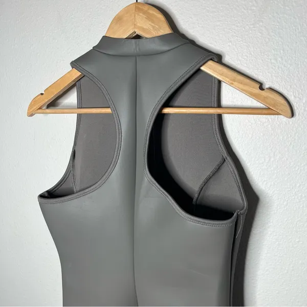 NEW Skims Grey Chalk Rubberized Scuba Swim Zip Up Mock Neck Dress Sporty - Image 6