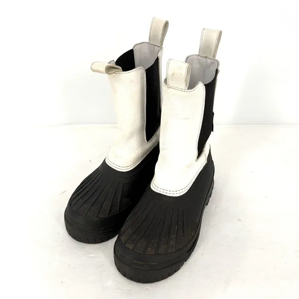 Axel Arigato Rain Boots Womens 7.5 White Leather Black Chelsea Duck Boots - Image 8