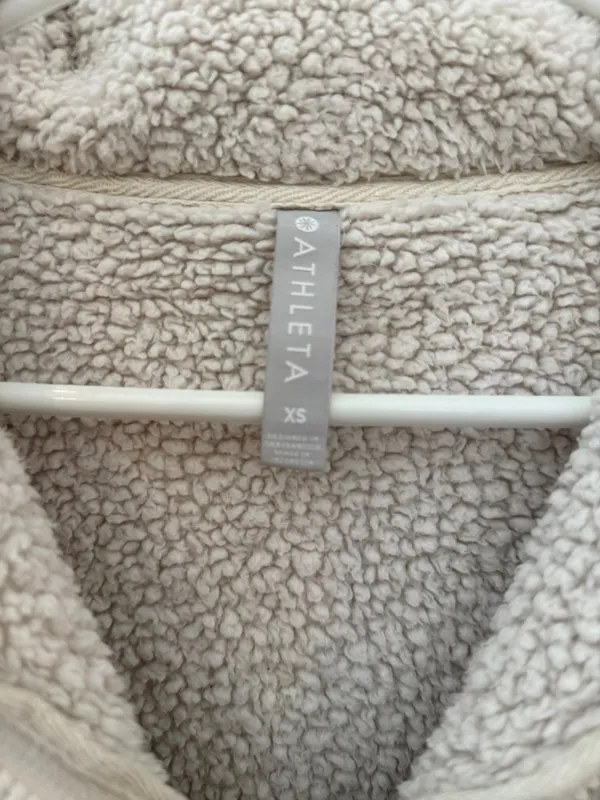 Athleta Ivory Sherpa Quarter Zip Hoodie XS - Image 4