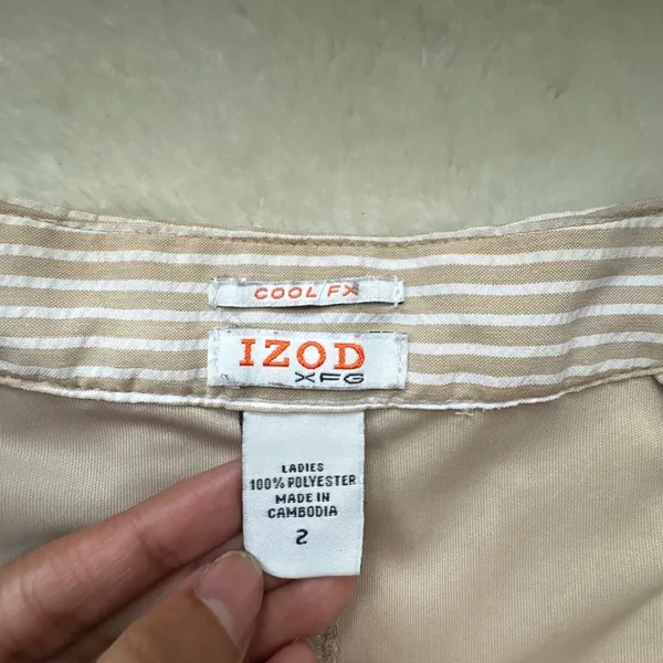 Izod XFG Cool‎ FX Tan White Seersucker Striped Golf Skort Mini Skirt Womens 2 - Image 5