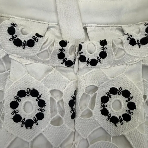 Lovers + Friends White Black Eyelet Lace Fit & Flare Mini Dress XS RN132829 - Image 11