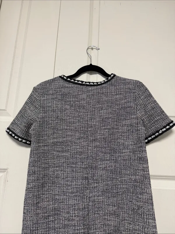 Zara Gray and Black Tweed-Effect Mini Dress - Image 10