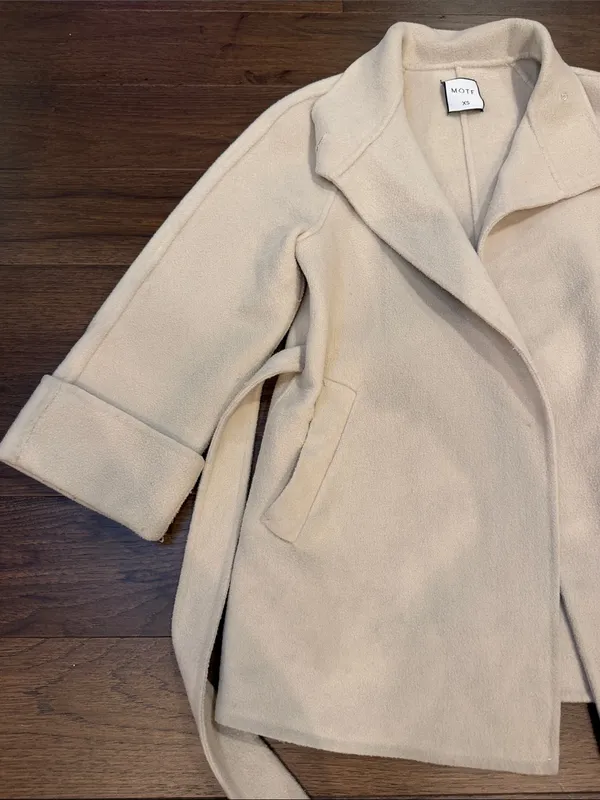 MOTF Cream Belted Trench Coat 3/4 Sleeve Size XS - C19-106 - Image 5