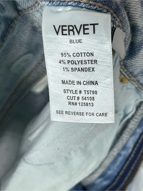 VERVET Light Wash High Rise Wide Leg Cargo Denim Jeans 25 Casual Neutral Boho - Image 4