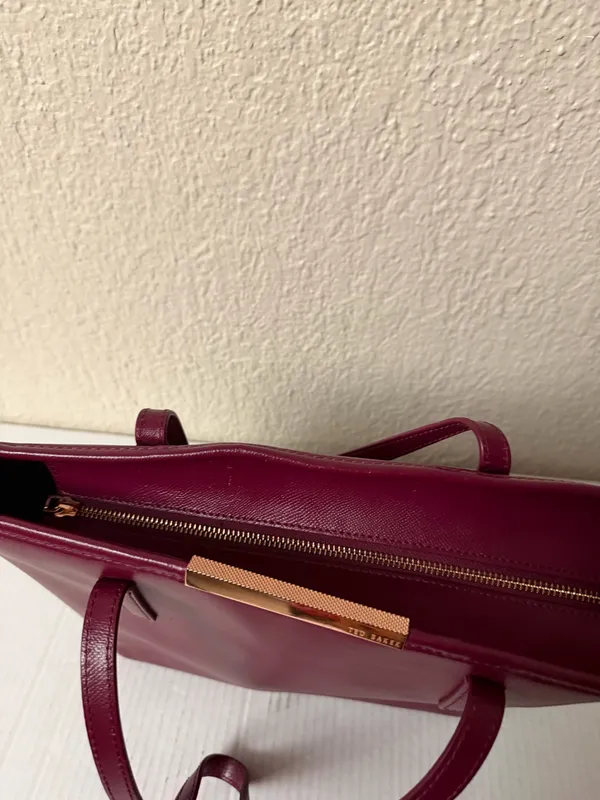Ted Baker Burgundy Tote Bag Large Structured Shoulder Handbag - Image 10