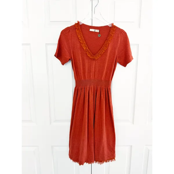 Isabella Sinclair Anthropologie Jacinth Orange Wool Blend Sweater Dress Retro - Image 2