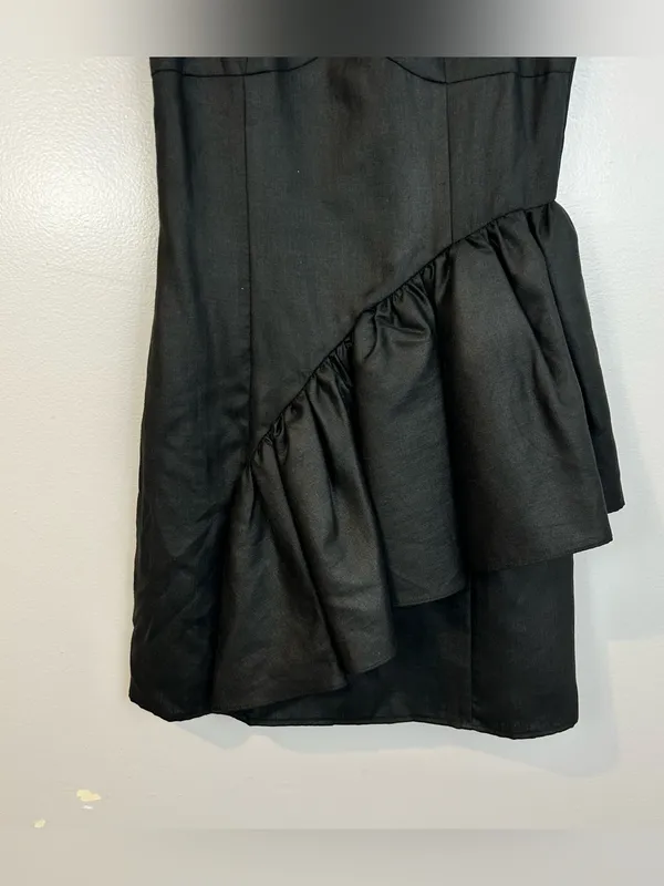KEEPSAKE Black Sleeveless Asymetrical Ruffle Tulle Mini Party Dress Size XS - Image 3