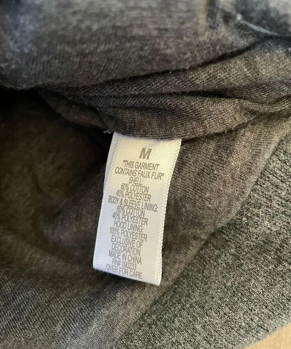 Roxy grey hooded zip up Peacoat style jacket Sherpa lined Women’s size medium - Image 10