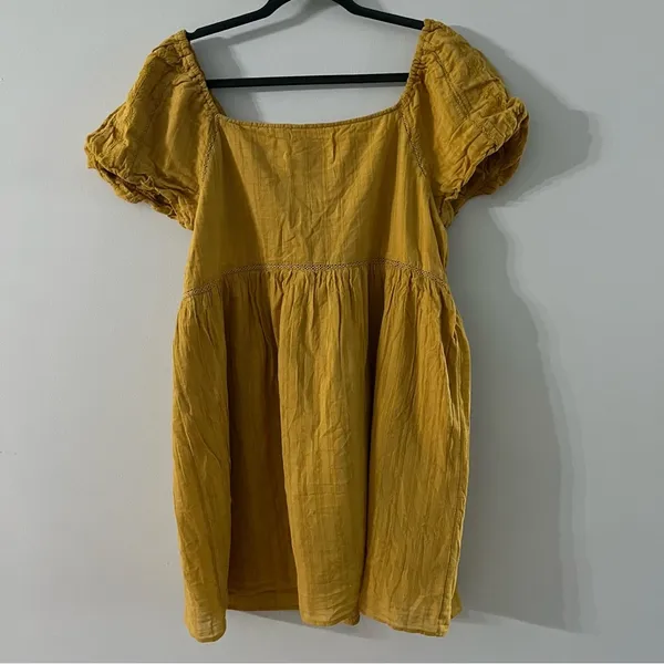 American Eagle Puff-Sleeve Babydoll Mini Cotton Dress Size XL - Image 3