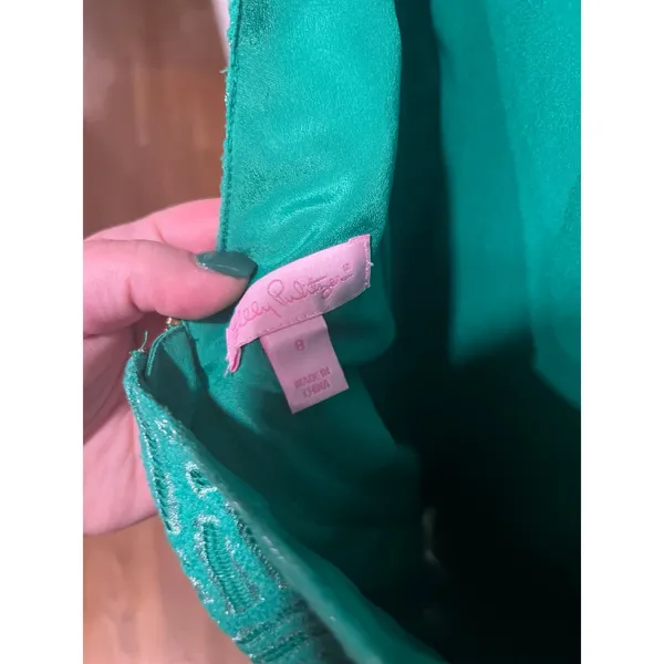 Lilly Pulitzer Camellia‎ dress in the Fern Green Bamboo Geo Lace size 8 - Image 4