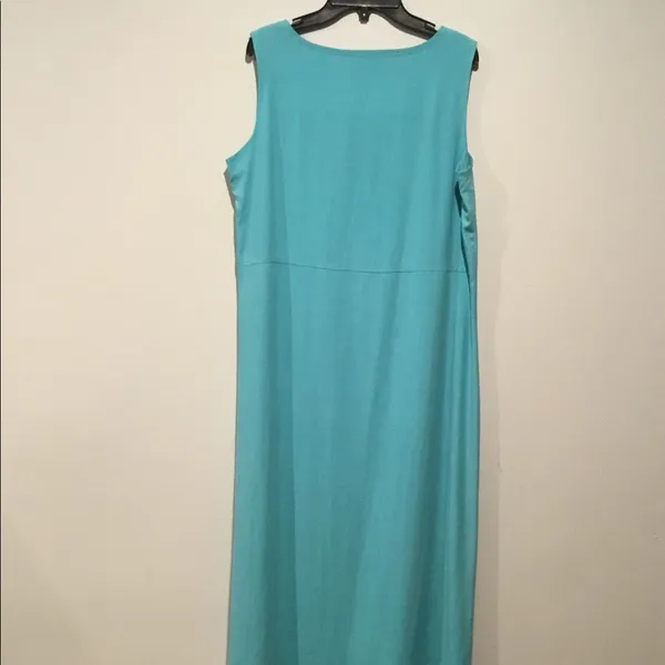 Victoria Holley Vintage 80s Sky Blue Silk Square Neckline Shift Dress - Image 5
