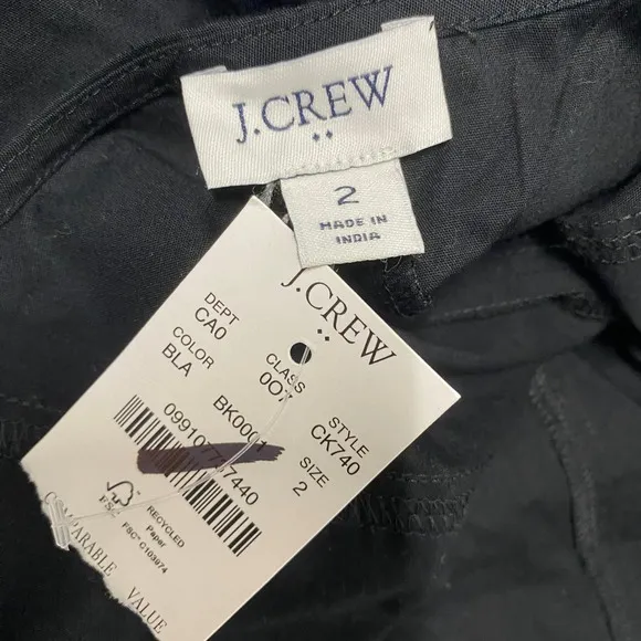J‎ Crew Top Womens 2 Black Button Up Peplum Sleeveless Square Neck Cotton CK740 - Image 6