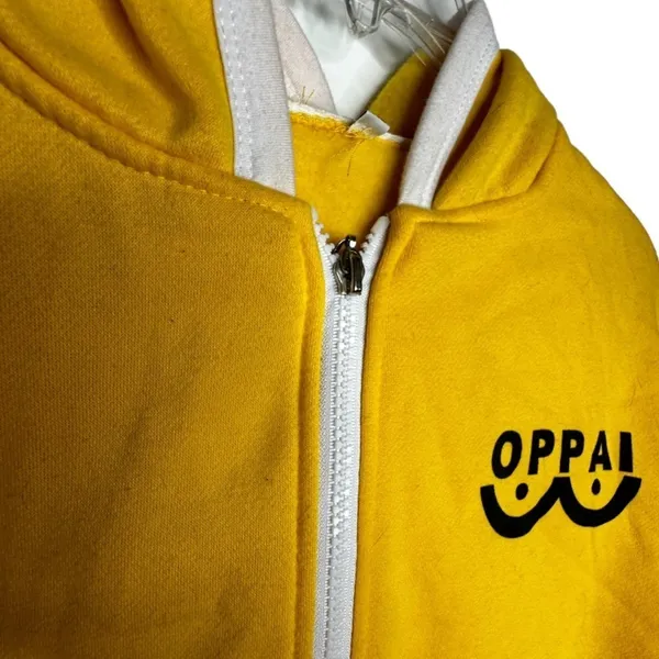 OPPAI One Touch Man Hoody Sweatshirt Yellow Size XL - Image 5