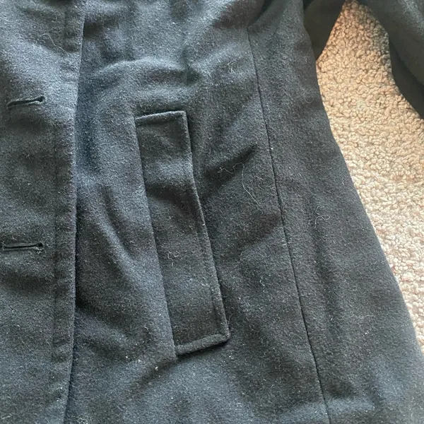 Old Navy Black Double-Breasted Peacoat with Wide Lapels - Image 3