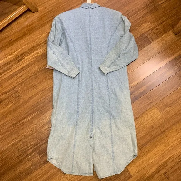 Vintage Jag‎ Denim Dress Womens Small Blue Long Sleeve Button Front Light Wash - Image 5