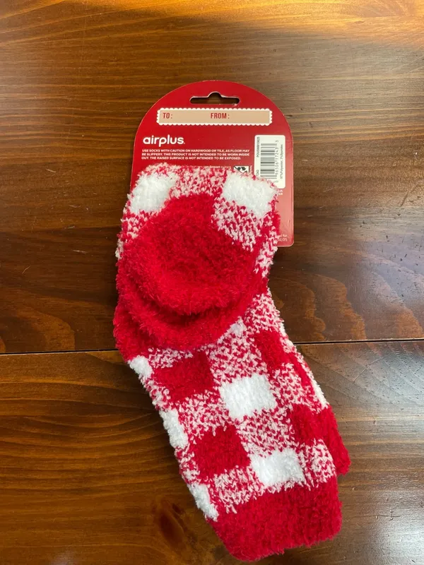 New airplus Cozy Aloe Infused Socks - Red & White Checkered Women Size 5-10 - Image 3