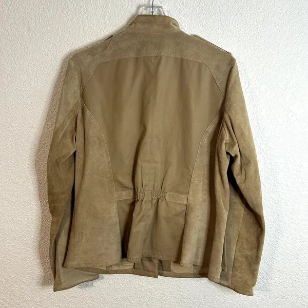 Spiegel Army Style Jacket Coat Womens Size 14 Leather Tan Vintage Vtg - Image 6