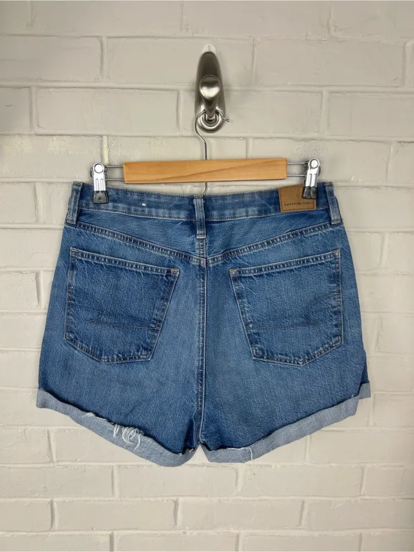 American Eagle Crossover Waist Highest Rise Denim Mom Shorts Size 6 - Image 11