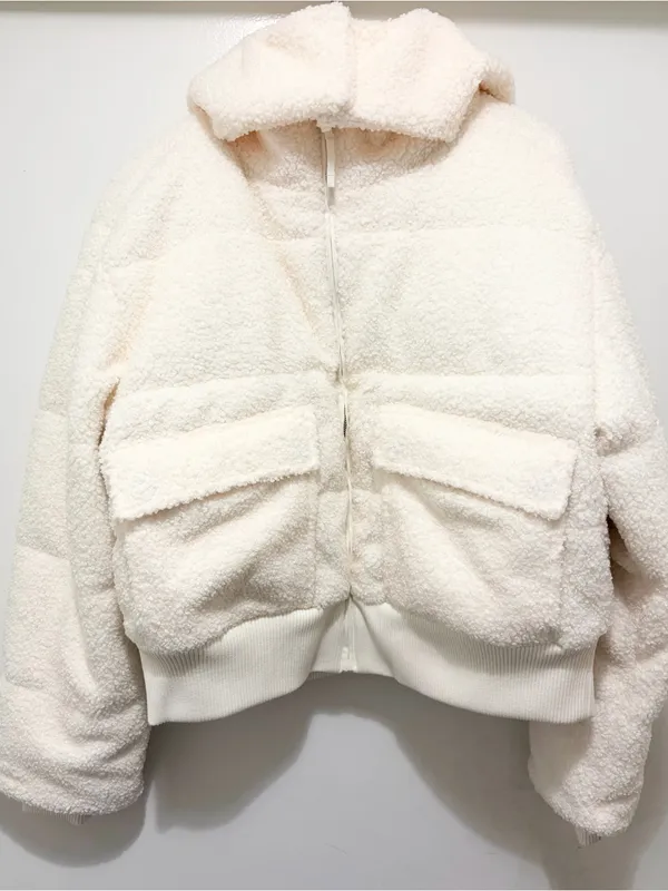 Lou & Grey Hooded Sherpa Puffer Jacket Large NWT - Image 3