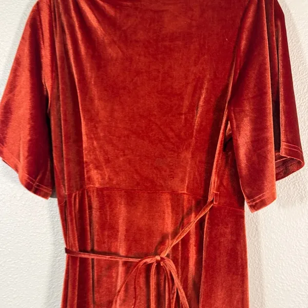 Baltic Born Orange Velvet Wrap Maxi Dress Womens L Fall Boho Hippie Classic - Image 12