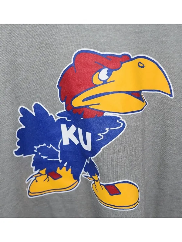 Adidas Kansas Jayhawks KU Gray Mascot Logo T-Shirt Size Medium Short Sleeve - Image 4