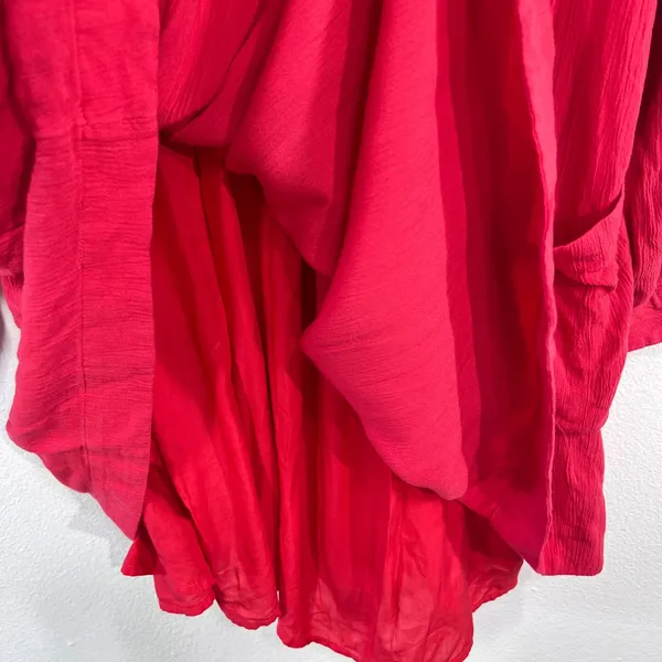 Free People‎ Mia Embroidered Mini Dress Large Red Floral Boho Gauzy Flawy - Image 9