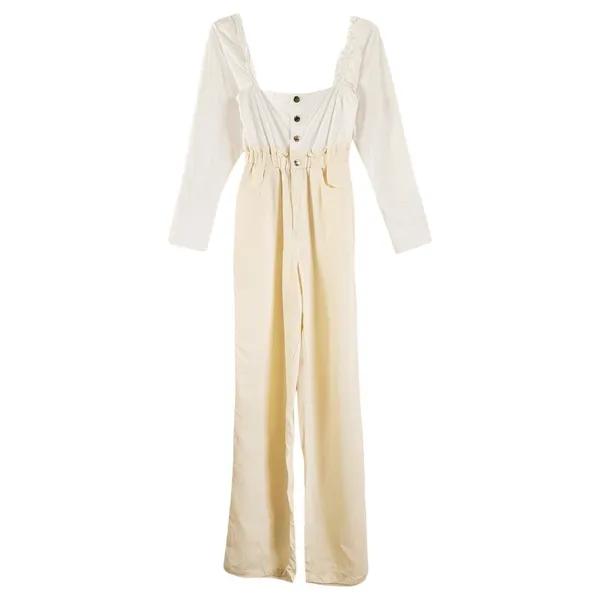 WeWoreWhat Shirt Jumpsuit Ivory NEW Size XS Long Sleeve Paperbag Waist Pant‎ - Image 3