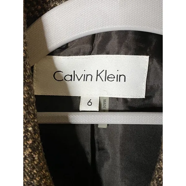 EUC Calvin Klein Brown Tweed double breasted Suit Jacket‎ Sz 6 - Image 5