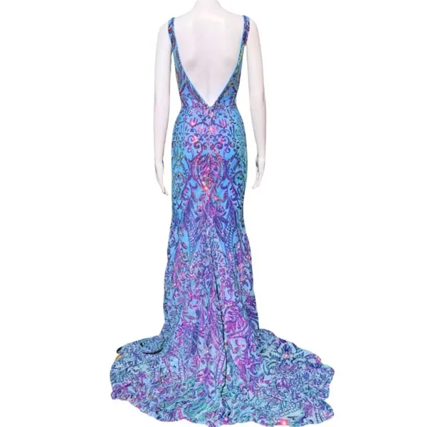 Jovani Sequin Gown Irridescent Blue 08099 Size 2 NWT - Image 5