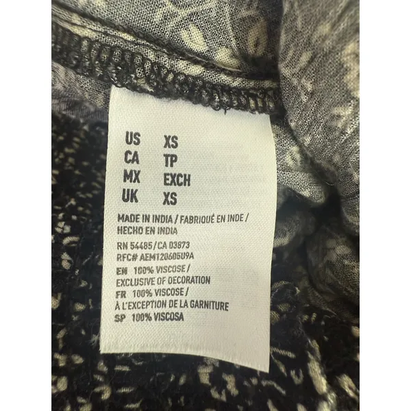 American Eagle black blue white XS Paisley Floral‎ Smocked Waist Pant boho Y2K - Image 4