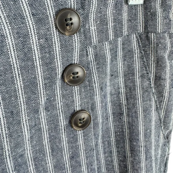 Ci Sono Linen Blue White Pinstriped Beachy Coastal High Rise‎ Pull On Pants Sz M - Image 4