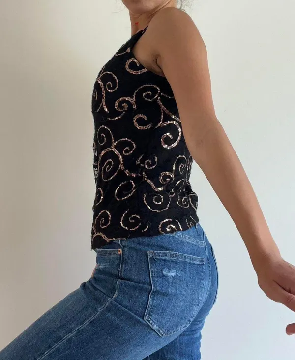 Jacaranda Metallic Black Gold Tank Top - Image 3