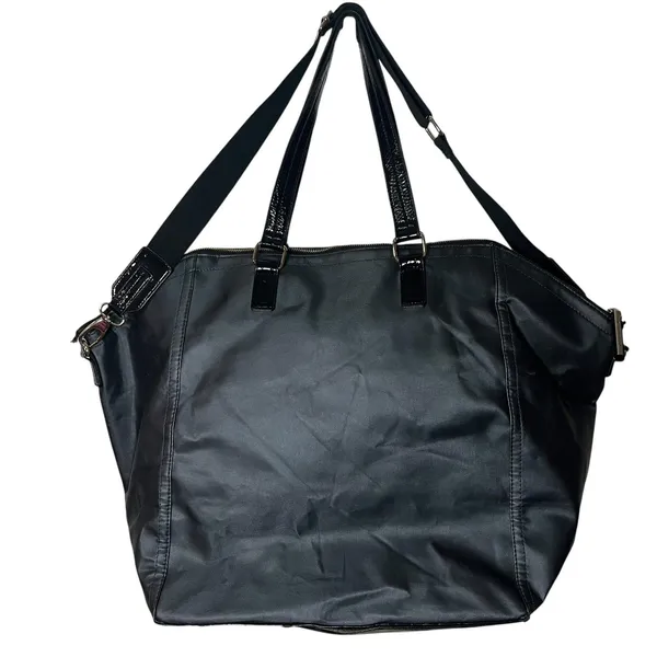 Victoria's Secret Duffle Bag Womens Large Black Nylon Leopard Lining Travel - Image 2