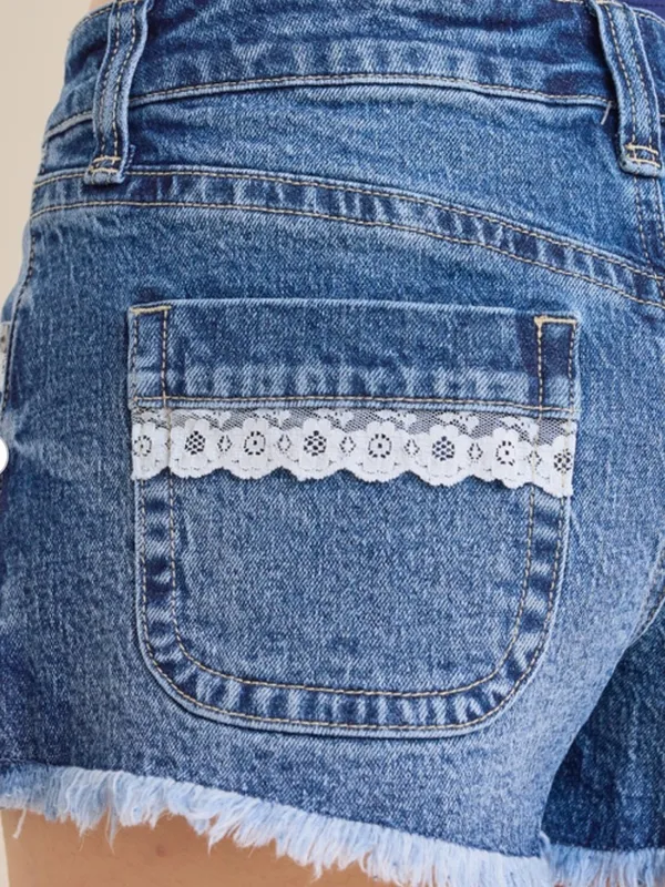Carter Denim Lace Shorts - Image 3