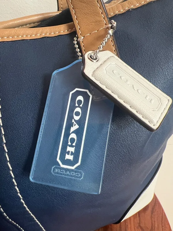 Coach Hadley Navy Tan Trim and White Accents added scarf for flair - Image 2