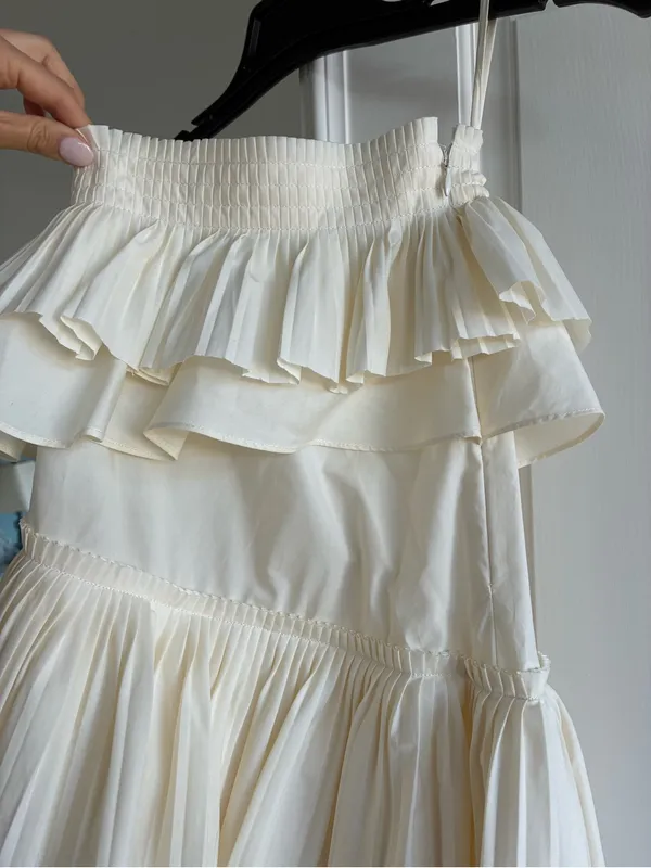 Ulla Johnson Gaelle Ivory White Blanc Tiered Asymmetrical Ruffle Midi Skirt - Image 6