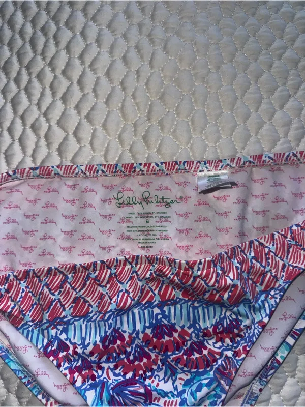 Lilly Pulitzer Bikini Bottom in Blue & Pink & Red Ocean Shell Print - Image 4