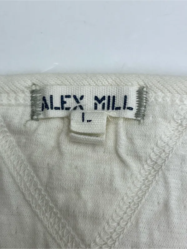 Alex Mill 100% Cotton Cream Long‎ Sleeve Top Pocket Womens Size Large Minimalist - Image 2