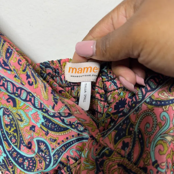 Mamey Women‎ Fairy Babydoll Mini Satin Dress Small Pink Paisley Indie Boho - Image 4