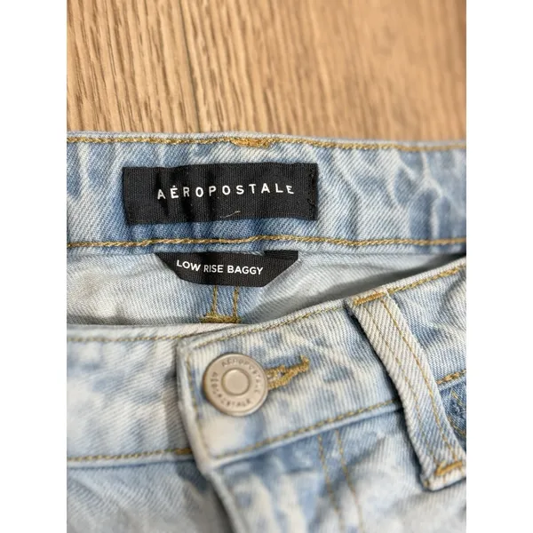 Aeropostale Womens Low Rise Baggy Jeans‎ Light Wash Denim Size 0 Short - Image 3