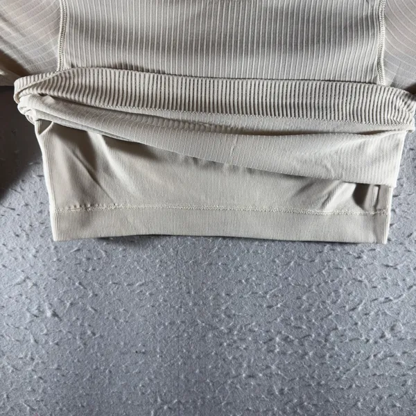 1622 | Lululemon‎ Ebb to Street Ribbed Cropped Long Sleeve Top Cream Womens 8 - Image 5