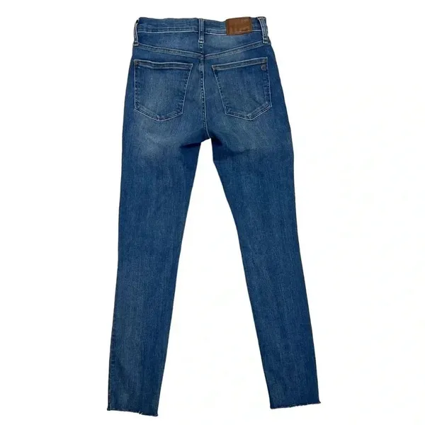 Madewell 9" Mid Rise Skinny Jeans Blue Wash Denim Eco Edition Distressed Size 25 - Image 3