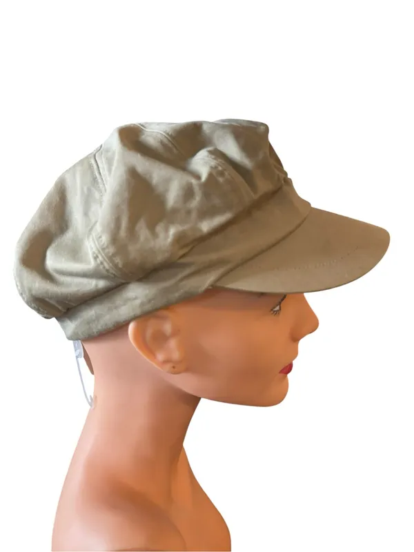 Gap Khaki Cotton Newsboy Cap~Relaxed Paneled Crown~Curved Brim Sz M/L Lined - Image 2