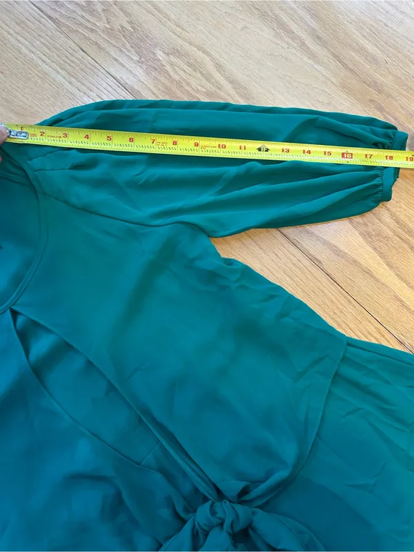 Anthropologie Maeve Valparaiso Green Tie Front Chiffon Dress Size 2P‎ Petite - Image 10