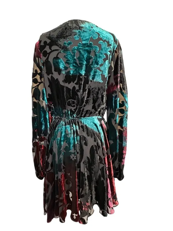 Caroline Constas Olena Velvet Burn Out Mini Dress Size Small - Image 6