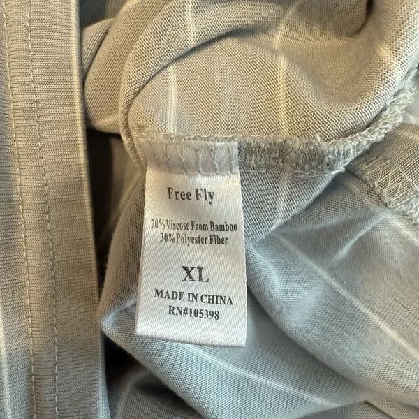 FREE FLY Bamboo Top Women Sz XL Pullover‎ Shirt Blue Gray Striped Casual Stretch - Image 5