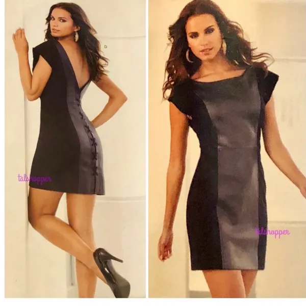 Boston Proper Black Leather Ribbon Tie Back Dress Size 6 Vintage Y2K - Image 11